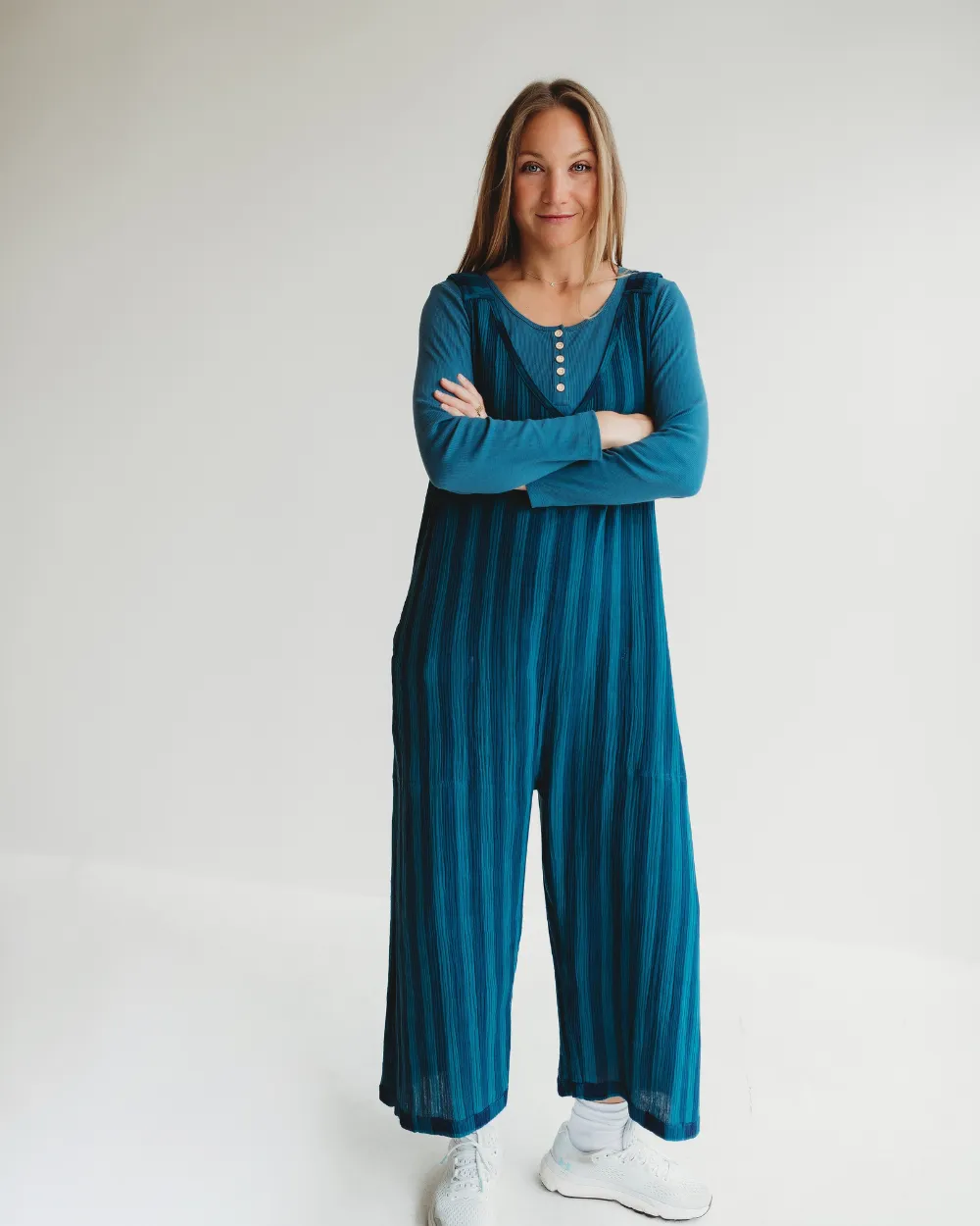 Grace Navy Check Print Reversible Wide Leg Jumpsuit