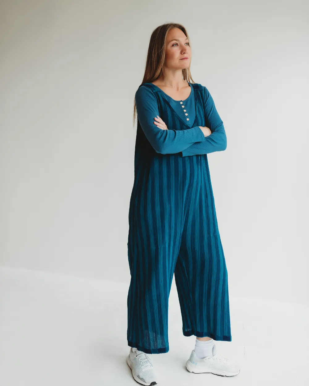 Grace Navy Check Print Reversible Wide Leg Jumpsuit