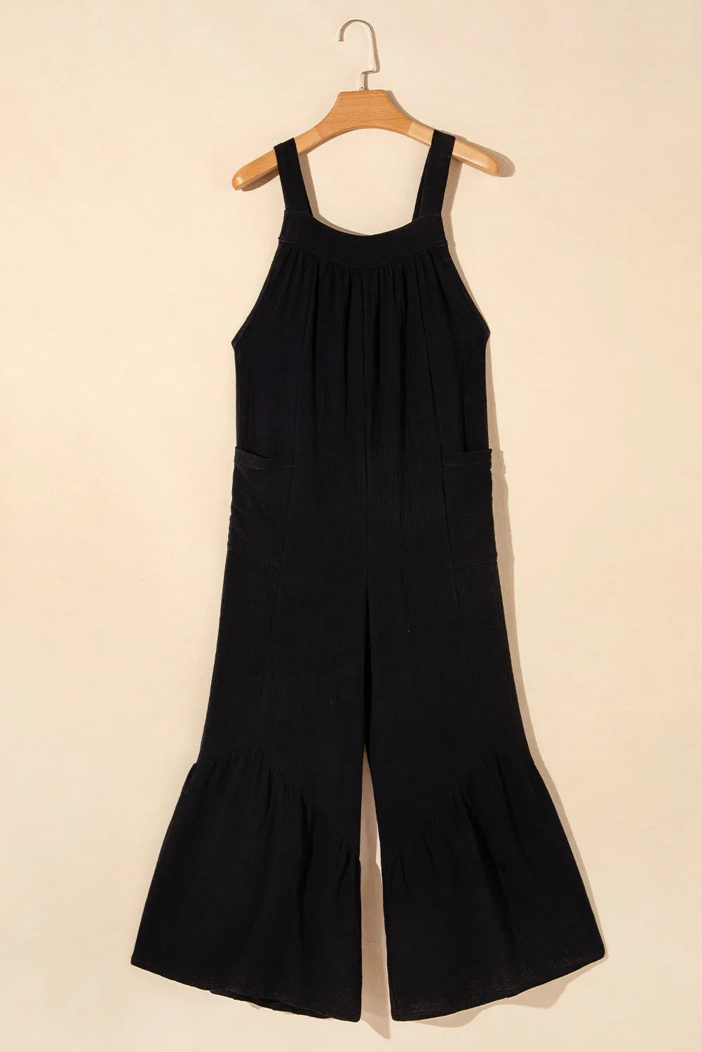 Gray Wide Leg Ruffle Jumpsuit