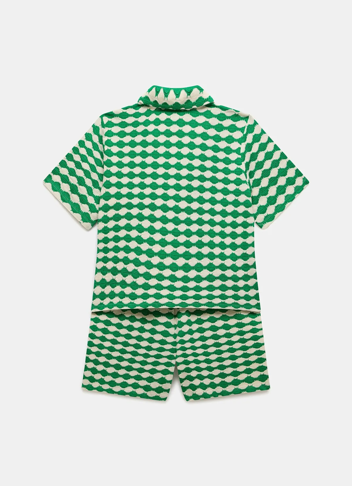Green Geometric Shirt and Shorts Co-ord