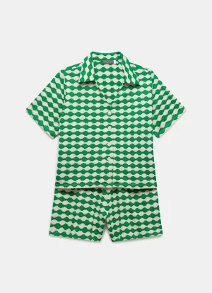 Green Geometric Shirt and Shorts Co-ord