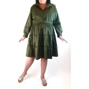 Green long sleeve tiered dress size XL