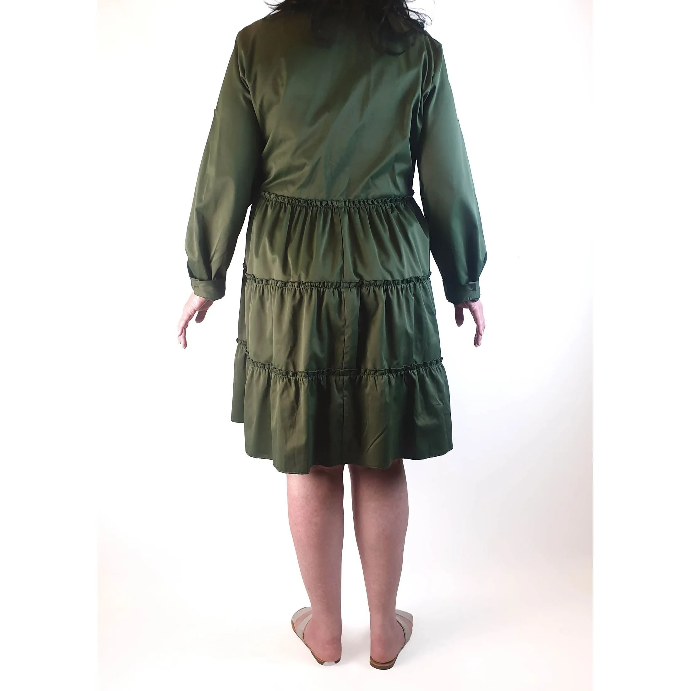 Green long sleeve tiered dress size XL