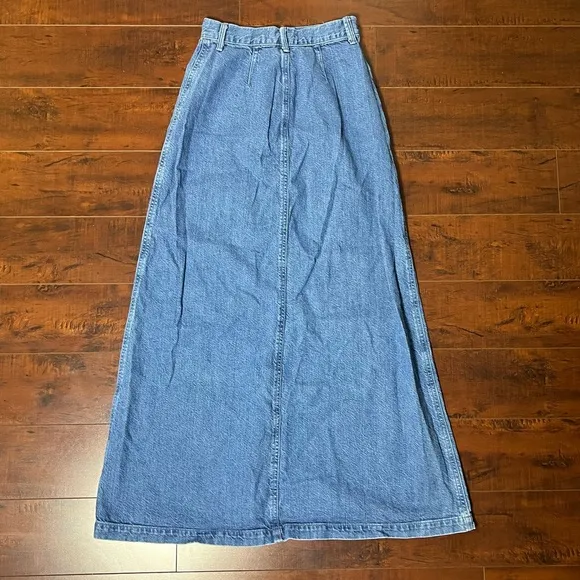 GRLFRND Denim Bebe The Keeper Jean Midi Skirt Button Front Blue Size 24
