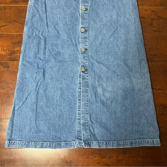 GRLFRND Denim Bebe The Keeper Jean Midi Skirt Button Front Blue Size 24