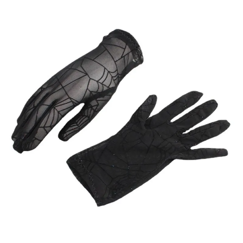 Halloween Spider Web Gloves Tattoo Cover Up Sun Protection For Driving