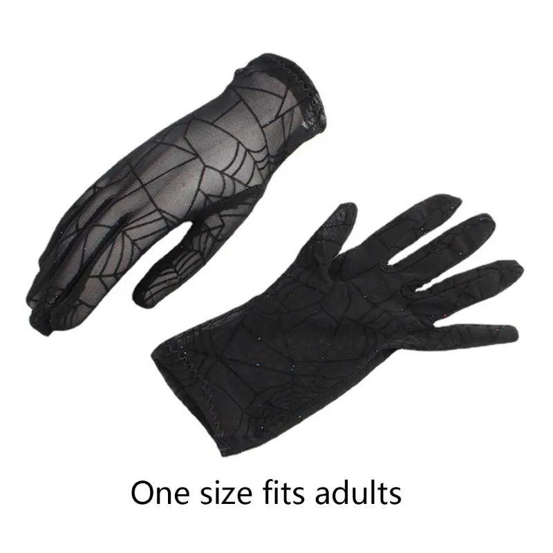 Halloween Spider Web Gloves Tattoo Cover Up Sun Protection For Driving