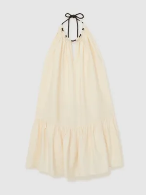 Halterneck Beach Cover-Up Swing Dress in Cream