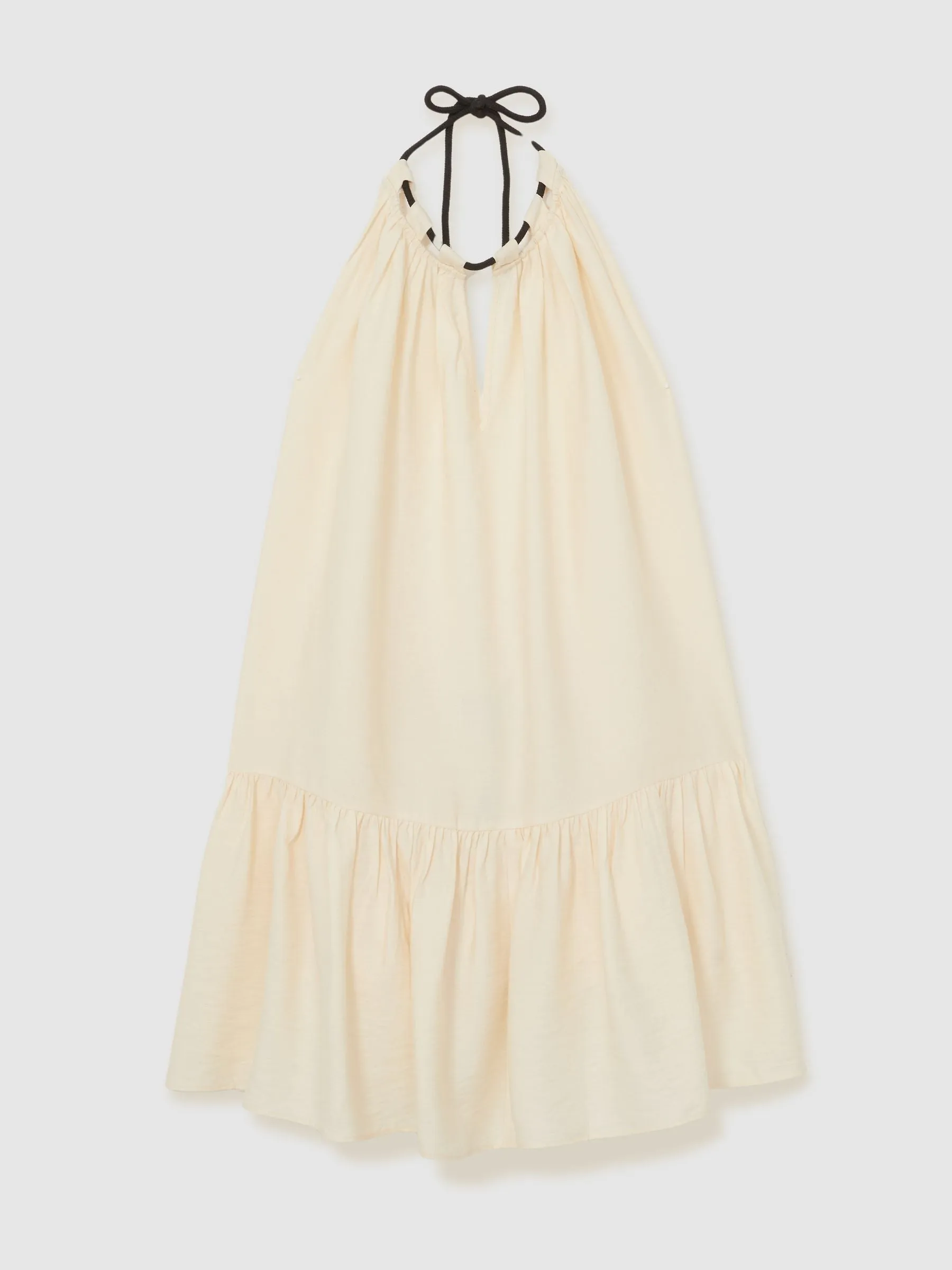 Halterneck Beach Cover-Up Swing Dress in Cream