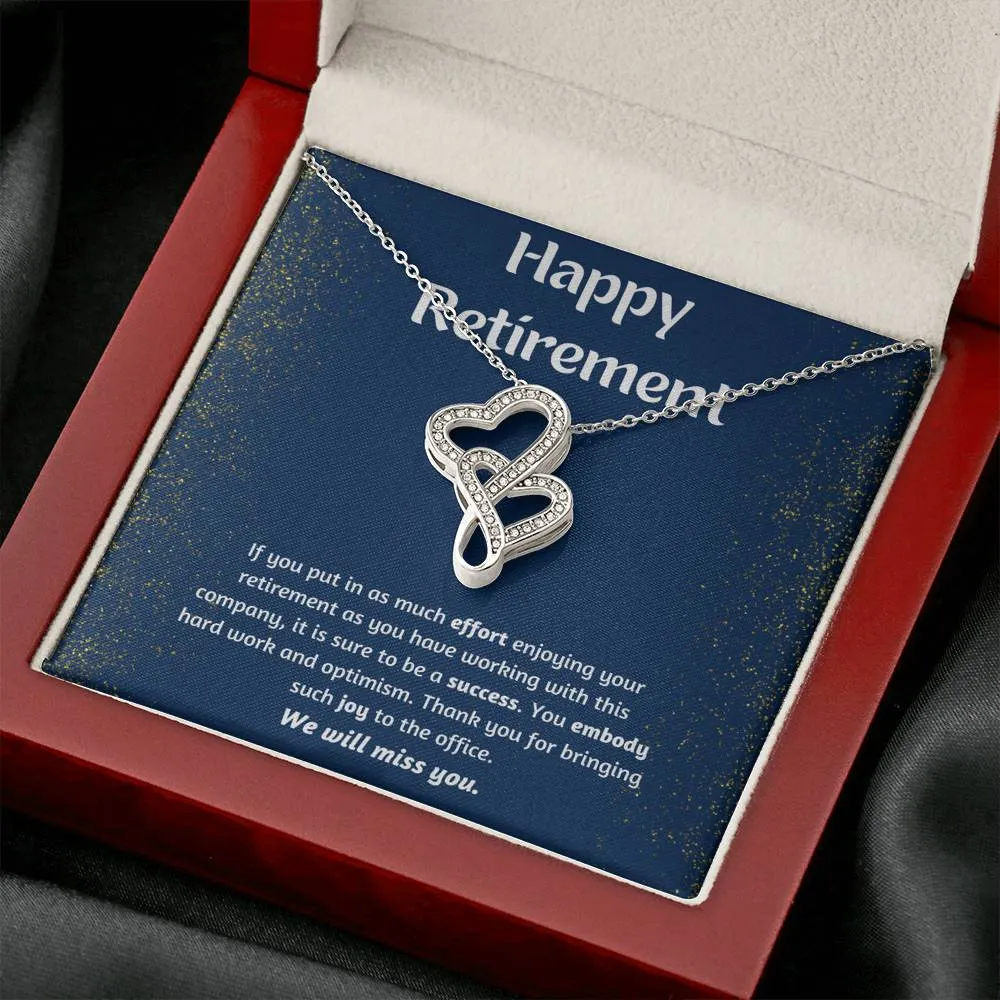 Happy Retirement Double Hearts Necklace