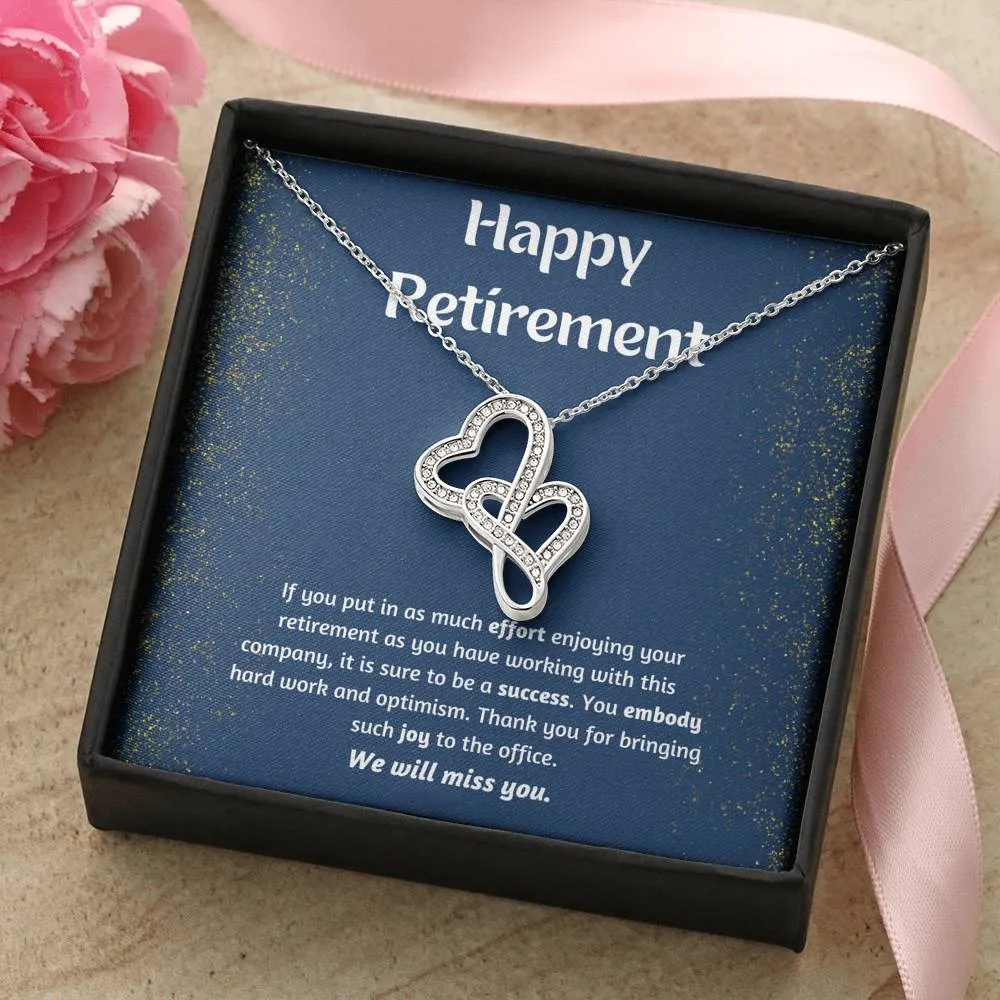 Happy Retirement Double Hearts Necklace