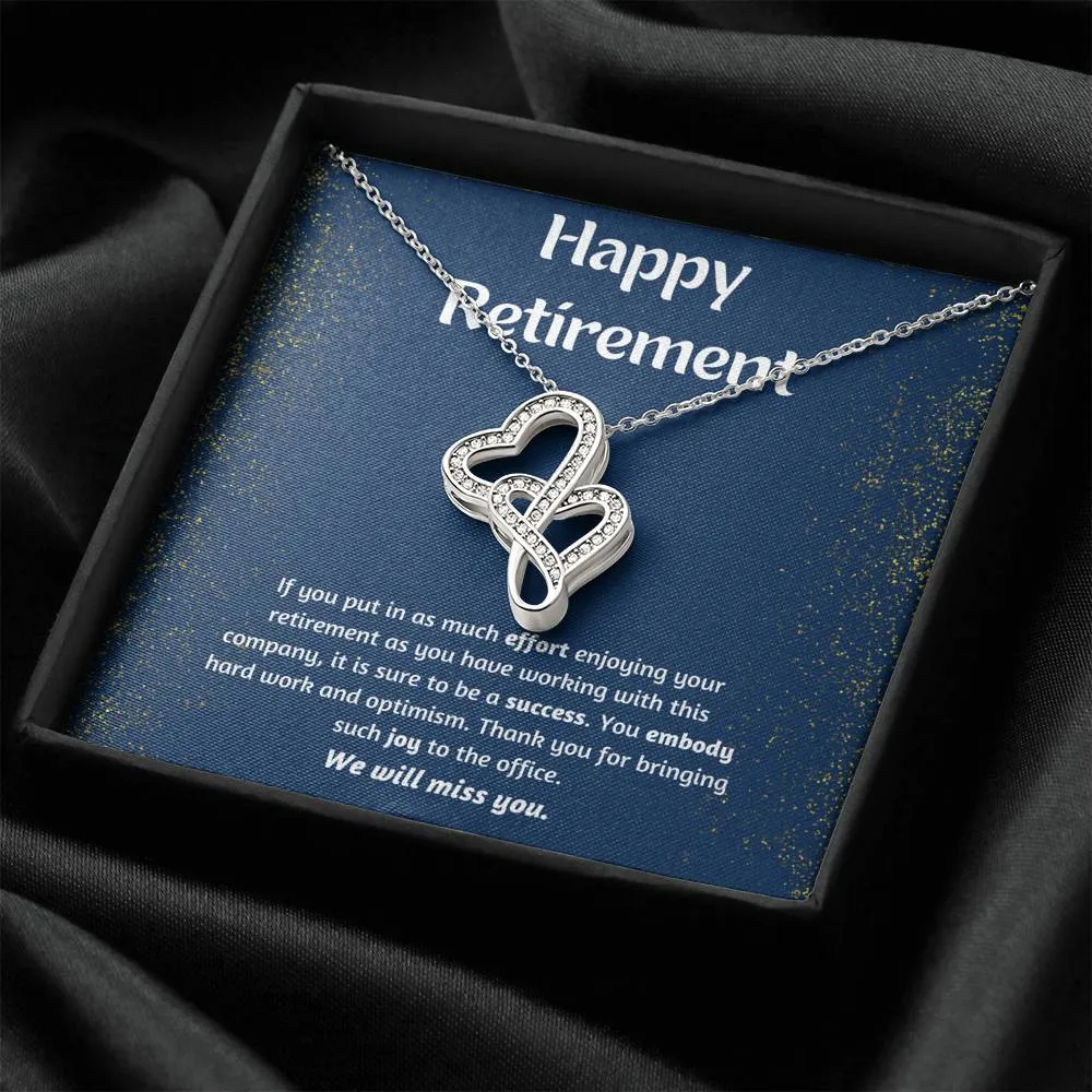 Happy Retirement Double Hearts Necklace