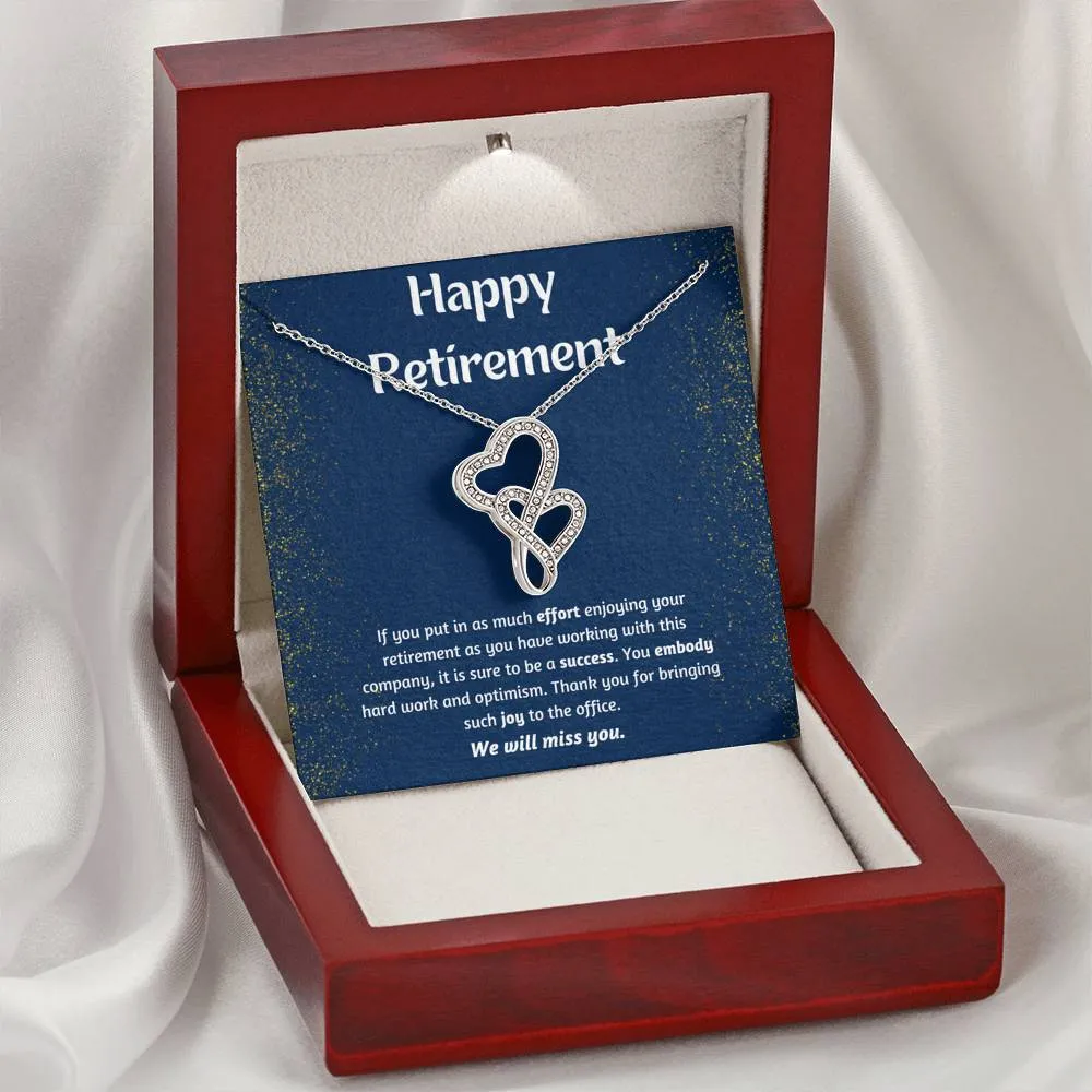 Happy Retirement Double Hearts Necklace