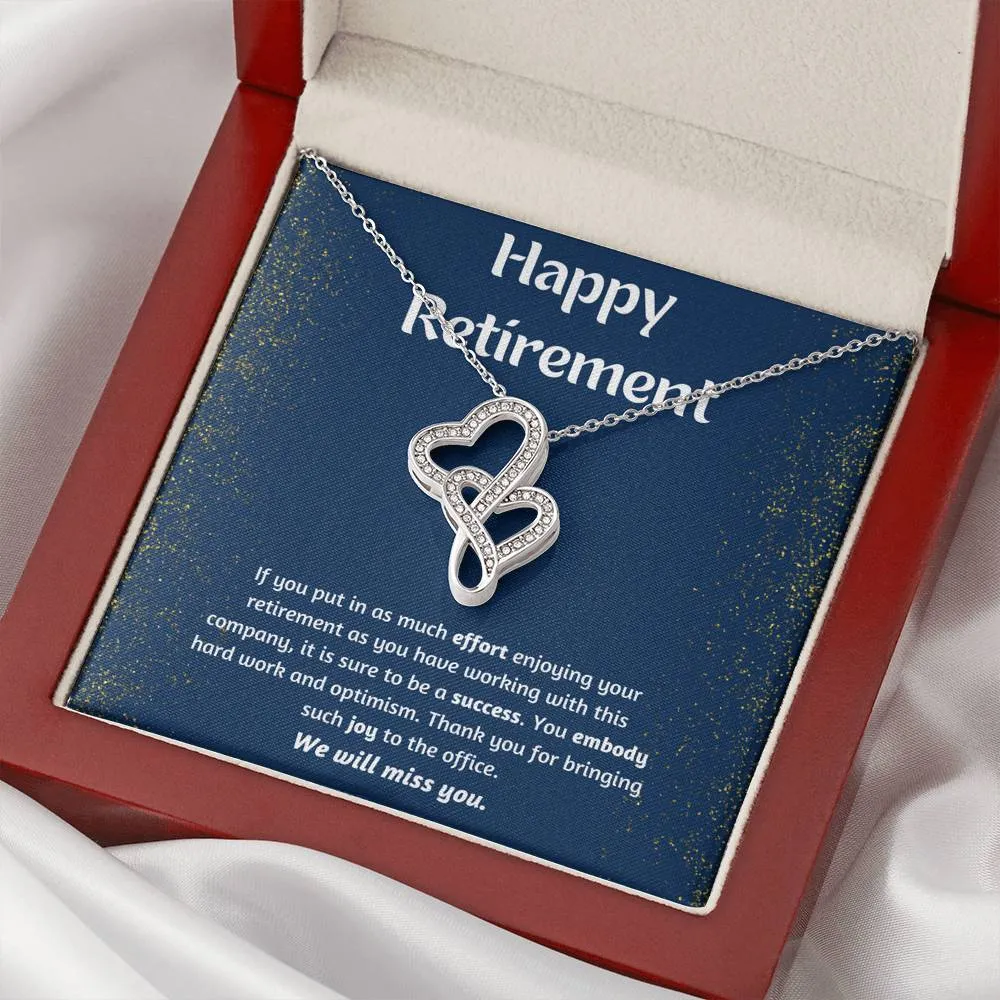 Happy Retirement Double Hearts Necklace