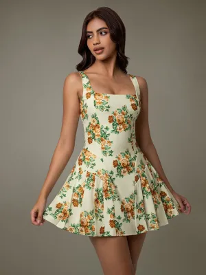 Hazel Blues® |  Floral Sleeveless Mini Pleated Dress