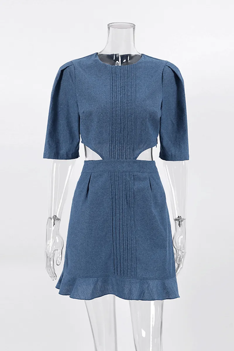 HBO1176 Puff Sleeves Mini Dress