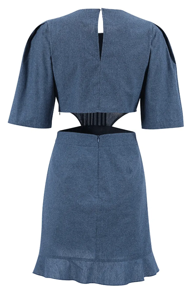 HBO1176 Puff Sleeves Mini Dress