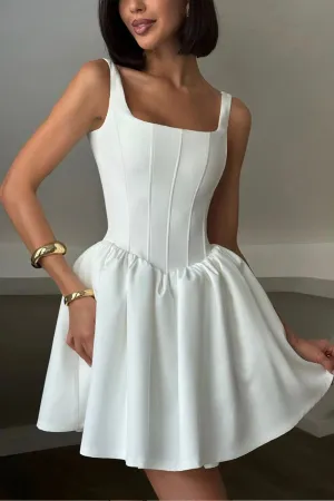HBZ1276 Square Neck Fit & Flare Mini Dress