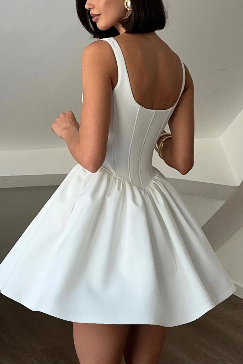 HBZ1276 Square Neck Fit & Flare Mini Dress