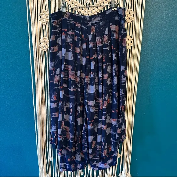 HD in Paris | Anthropologie Morena Navy Abstract Skirted Pants 8
