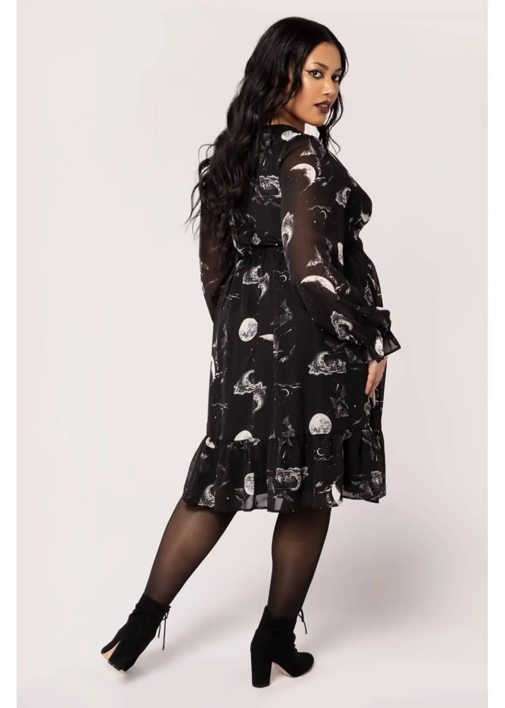 Hell Bunny Over The Moon Bats 40's Dress Black