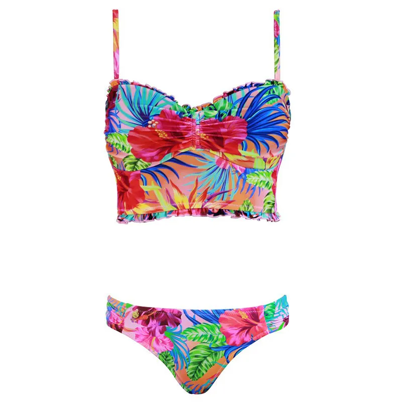 High Waist Swimwear New Leaf Print Bikini