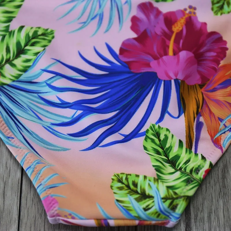 High Waist Swimwear New Leaf Print Bikini