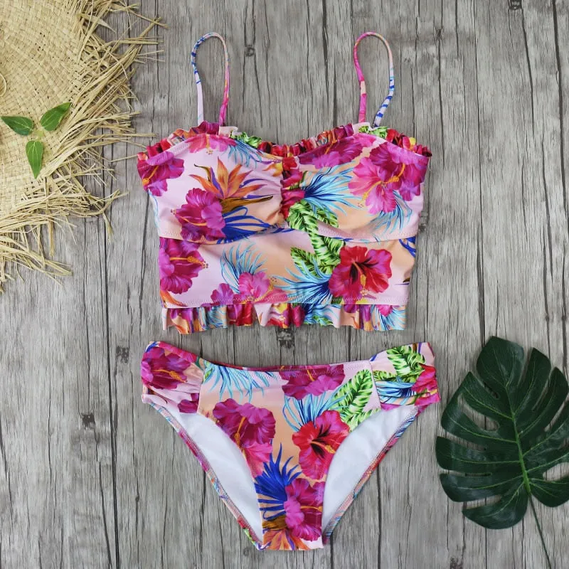 High Waist Swimwear New Leaf Print Bikini