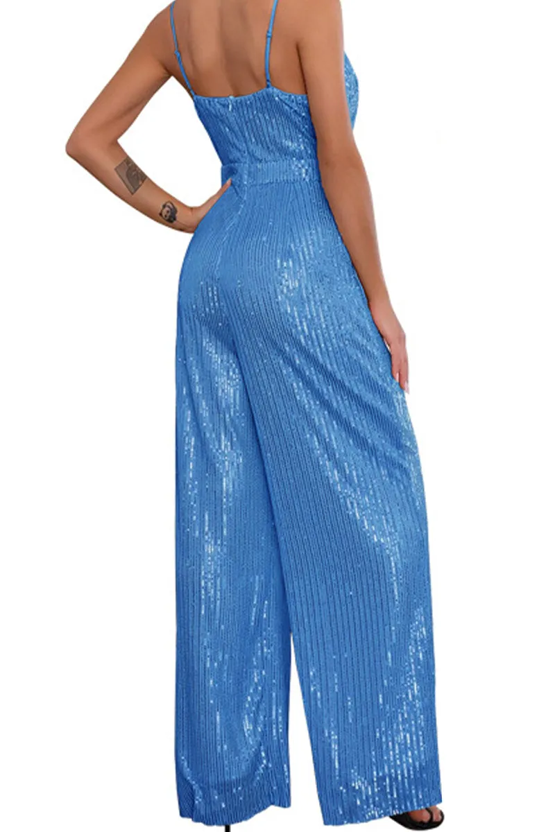 HJR1007 Sleeveless deep v backless jumpsuits