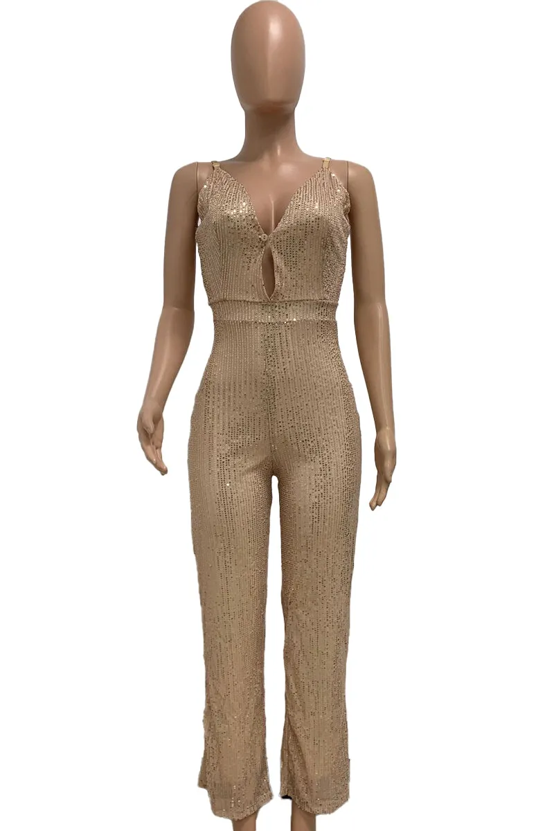 HJR1007 Sleeveless deep v backless jumpsuits