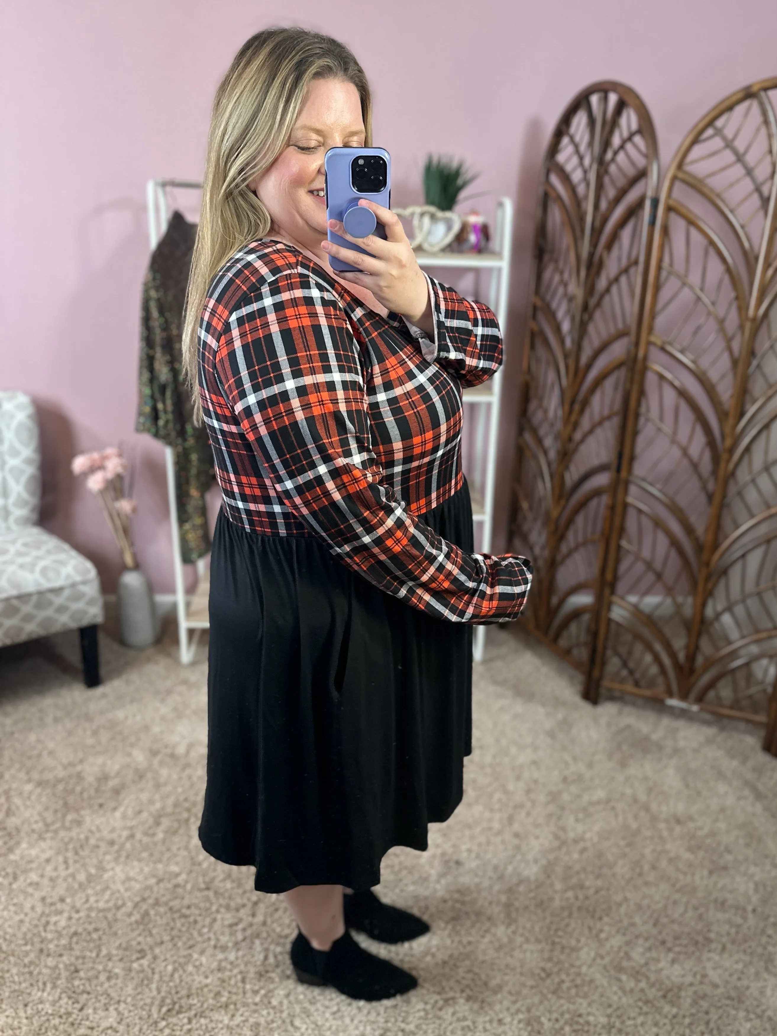 Holly and Jolly Dress w/Pockets - Red/Black