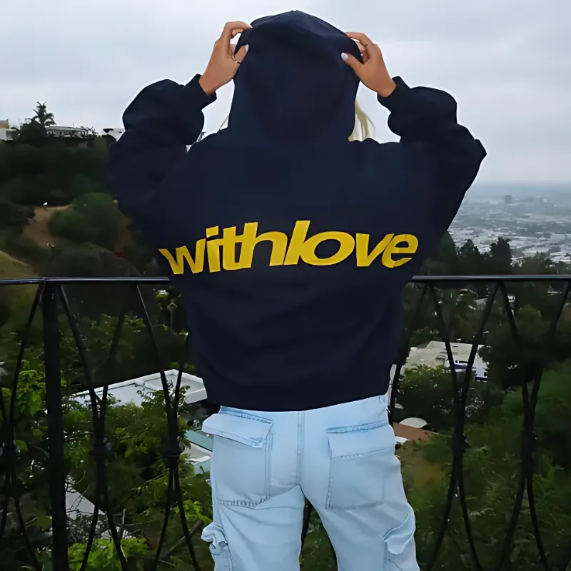 Hoodie 'With Love' Grafische Print - Oversized Hoodie Heren en Dames