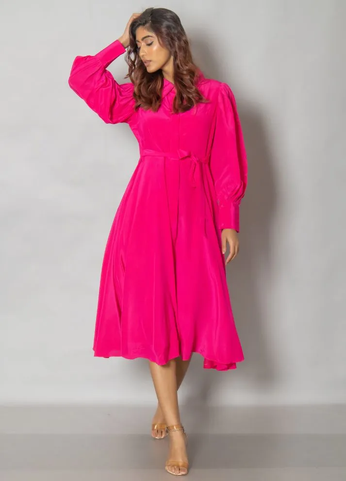 Hot Pink Midi Dress