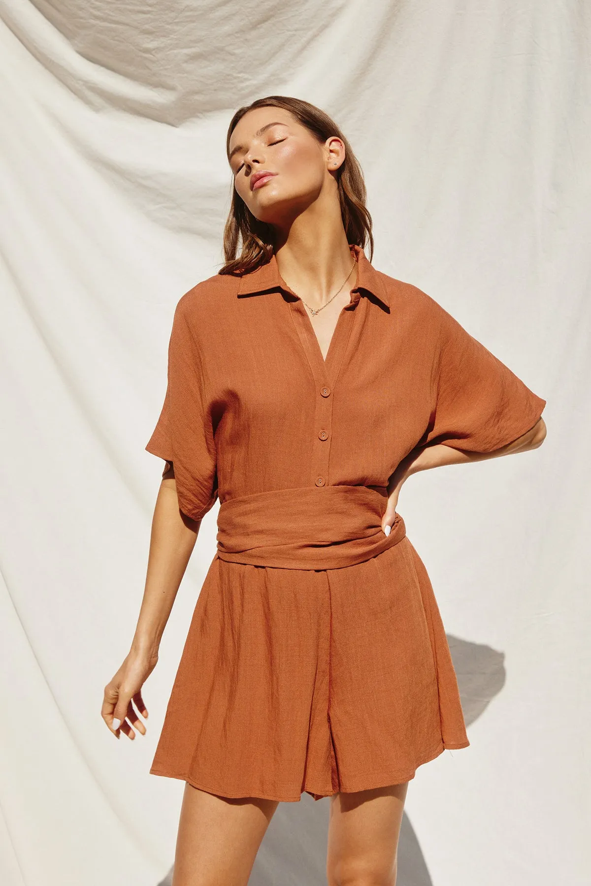 Ilana Belted Button Up Romper