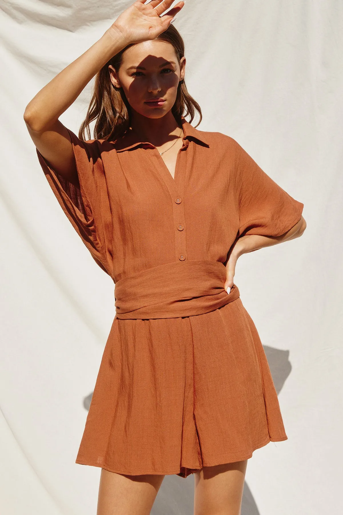 Ilana Belted Button Up Romper