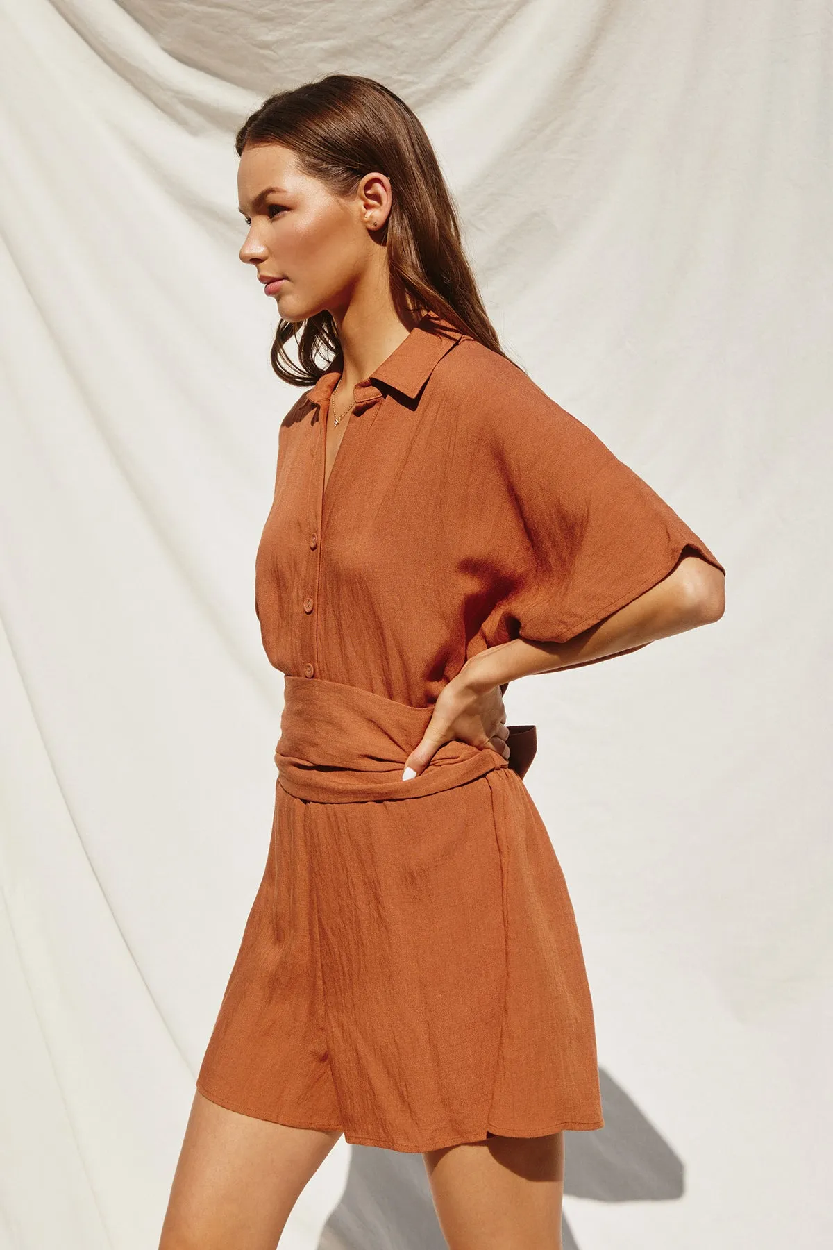 Ilana Belted Button Up Romper