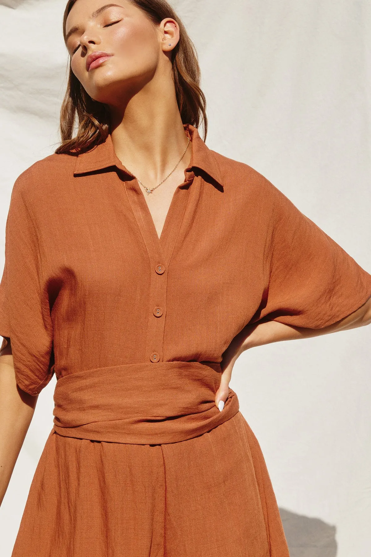 Ilana Belted Button Up Romper