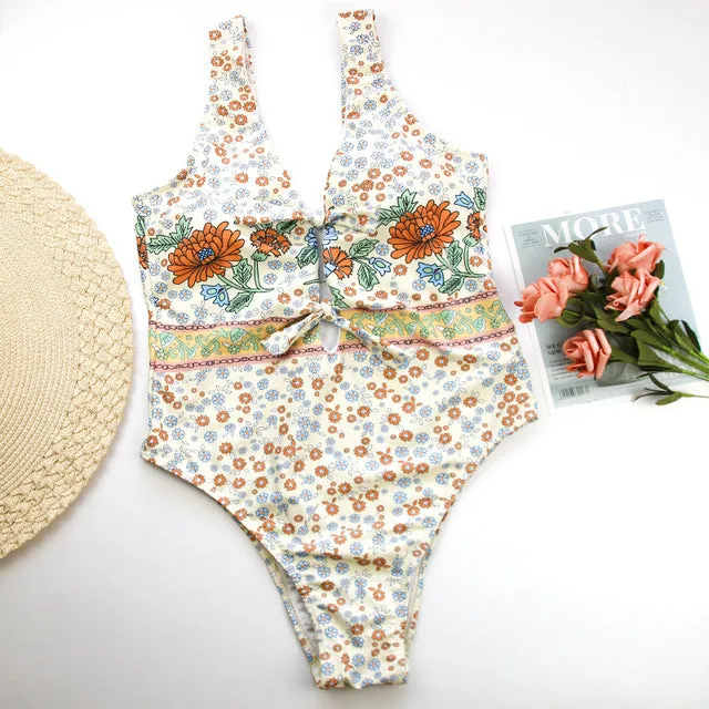 In-X Floral print bikinis 2020 mujer Vintage one piece swimsuit female monokini Plus size swimwear women push up one-piece suits