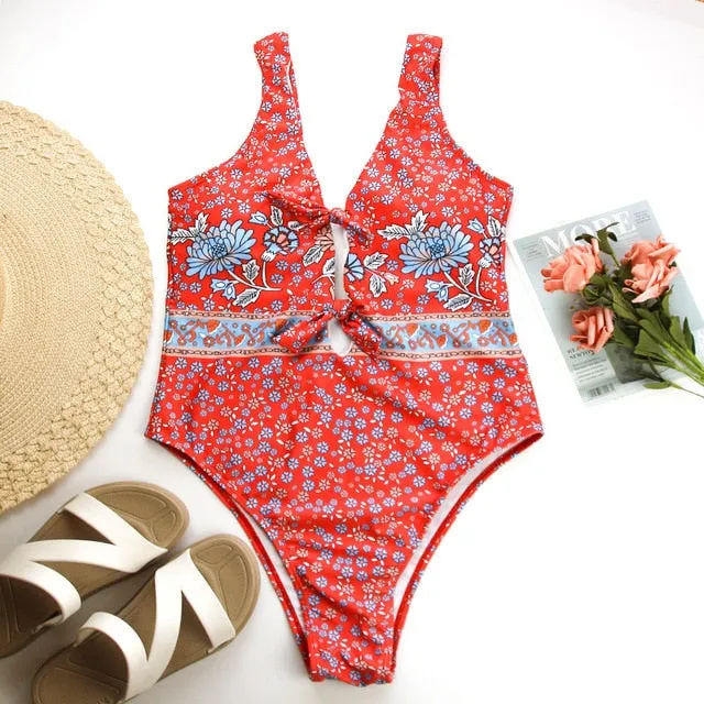 In-X Floral print bikinis 2020 mujer Vintage one piece swimsuit female monokini Plus size swimwear women push up one-piece suits