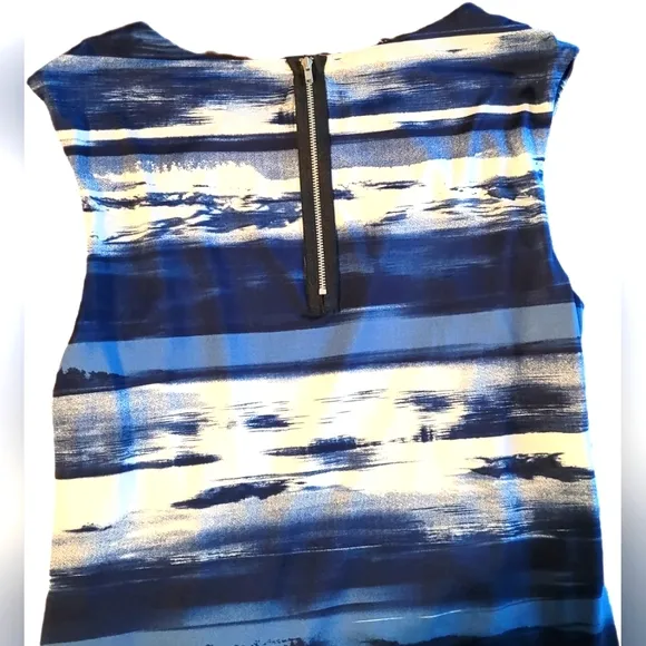 INC Side Rouche Stripes Flattering Sleeveless Midi Dress - Size Large - EUC