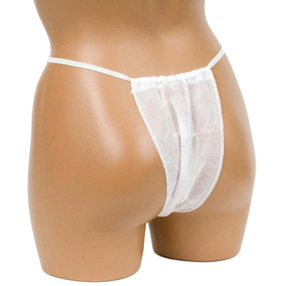 Intrinsics Disposable Bikinis - White - Extra-Wide Waistband - Individually Wrapped / Box of 100 X 10 Boxes = Case of 1,000 Bikinis