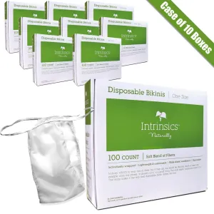 Intrinsics Disposable Bikinis - White - Extra-Wide Waistband - Individually Wrapped / Box of 100 X 10 Boxes = Case of 1,000 Bikinis