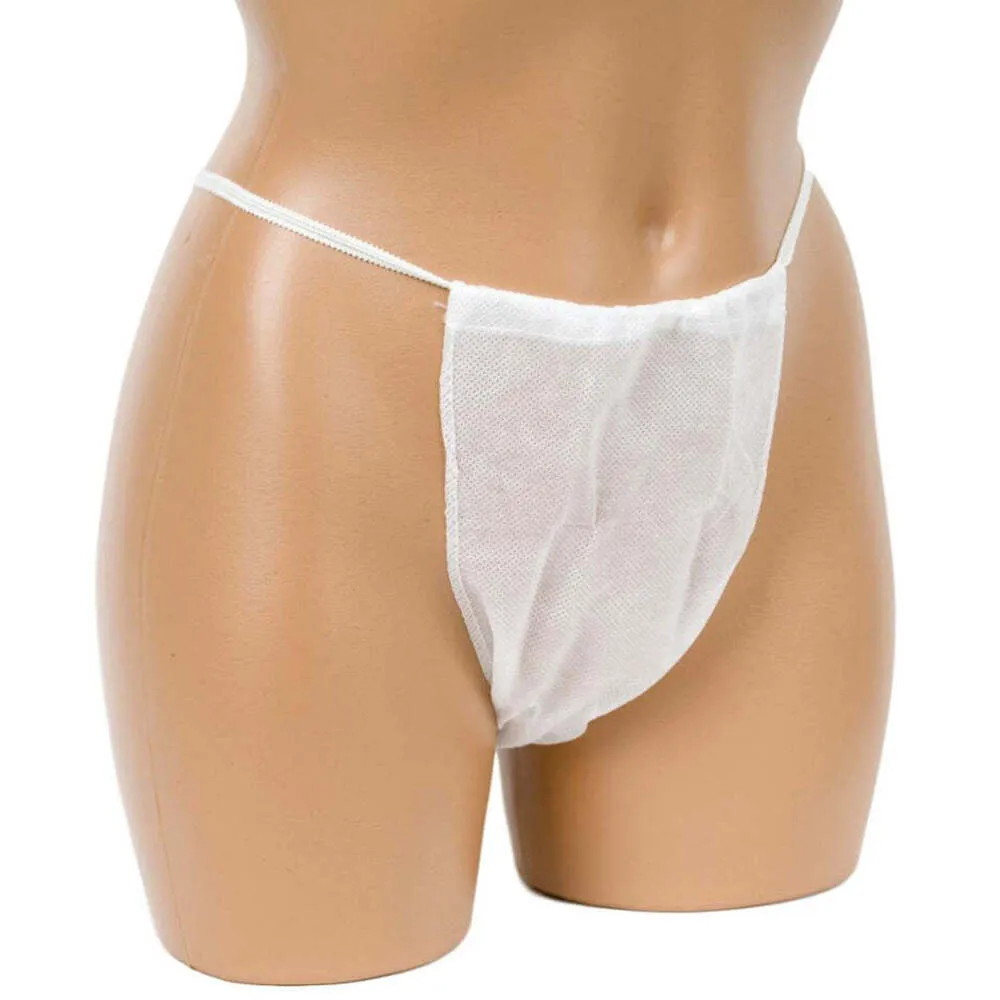 Intrinsics Disposable Bikinis - White - Extra-Wide Waistband - Individually Wrapped / Box of 100 X 10 Boxes = Case of 1,000 Bikinis