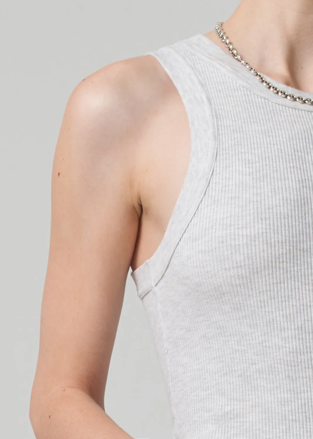 Isabel Rib Tank - Heather Grey