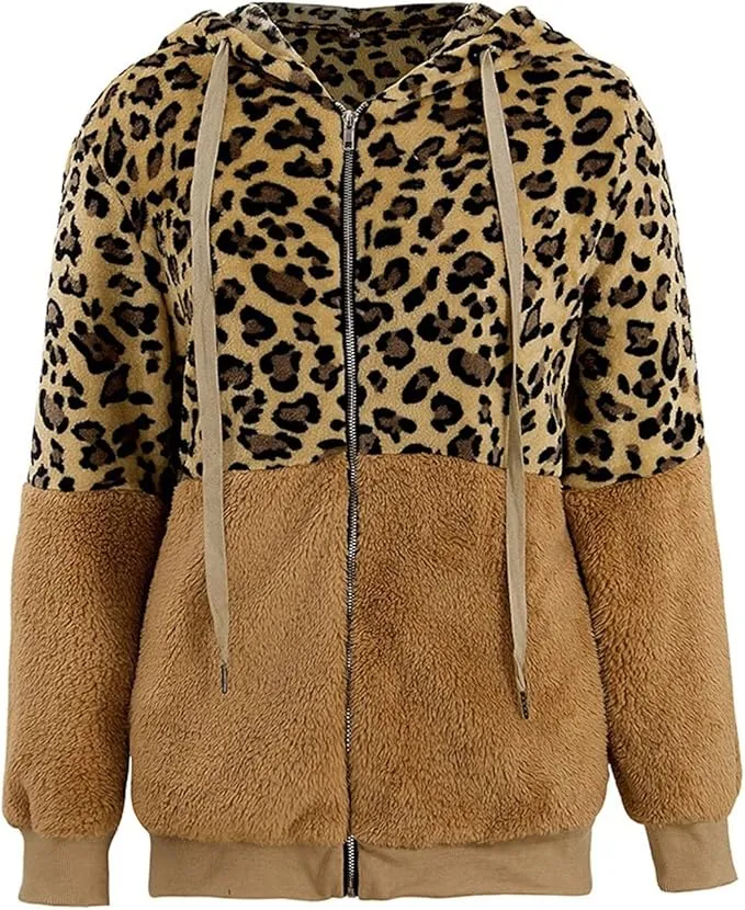 Isabella – Oversized Women’s Faux Fur Leopard Hoodie