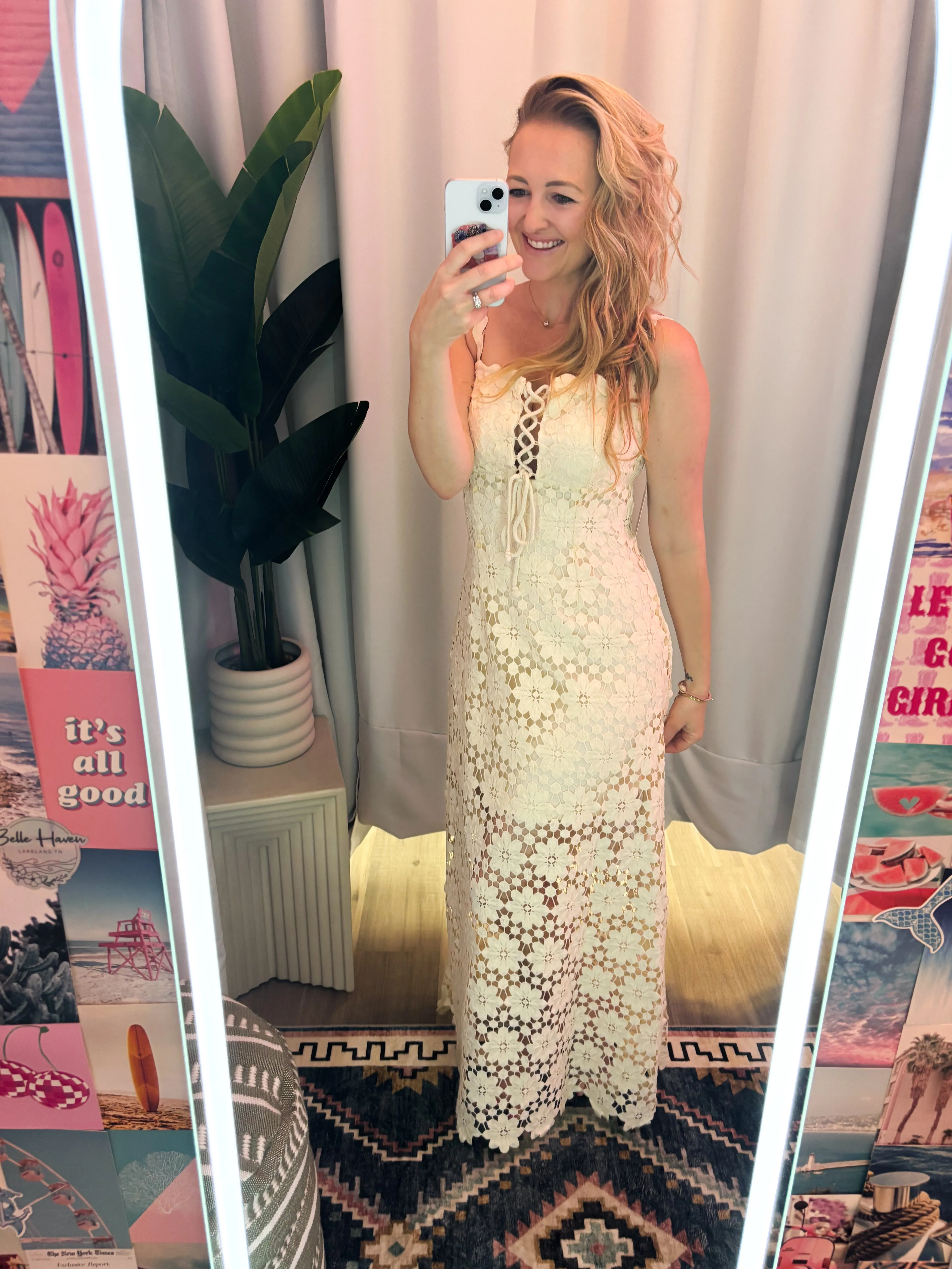 Island Bloom Crochet Maxi Dress