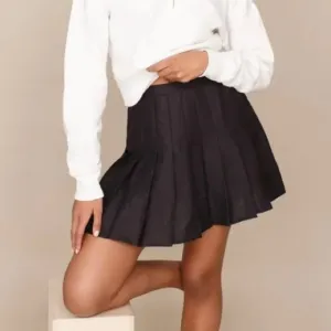 J. Crew Pleated Stretch Linen Blend Black Mini Skirt size 6