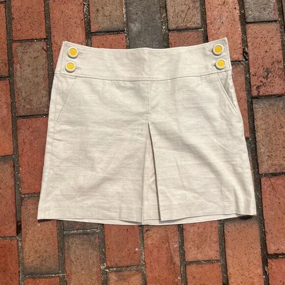 J Crew A-Line Pleated Linen Mini Skirt NWT