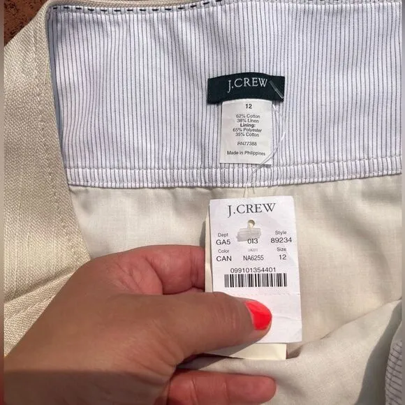 J Crew A-Line Pleated Linen Mini Skirt NWT