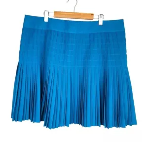 J.Crew Factory Teal Blue Pleated Mini Skirt Flare Flowy Zippered Women's Size 14